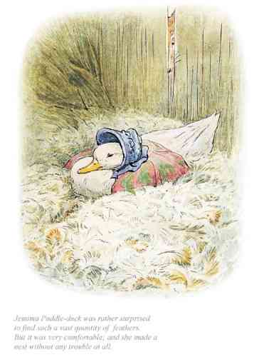"Jemima was surprised to find a quantity of feathers" by Beatrix Potter