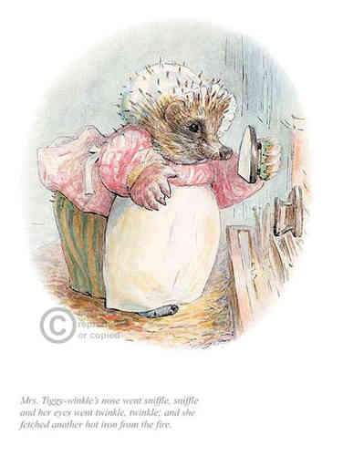 "Mrs Tiggy Winkle went sniffle, sniffle" by Beatrix Potter