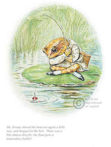 "Jeremy fisher dropped in the bait" by Beatrix Potter