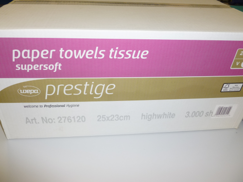Handtuchpapier Wepa Prestige 2lg. 25x23cm, 3000 Tü.