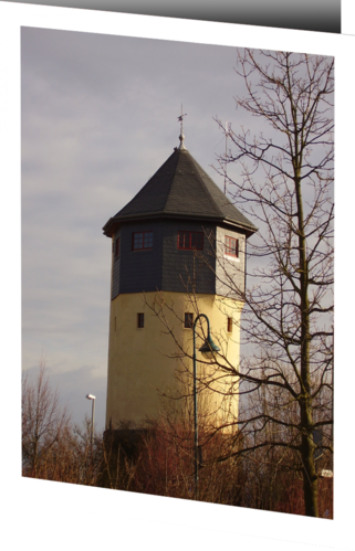 "Frühlingsluft am Wasserturm" DIN lang hoch (B: 10,5 cm, H: 21,0 cm)