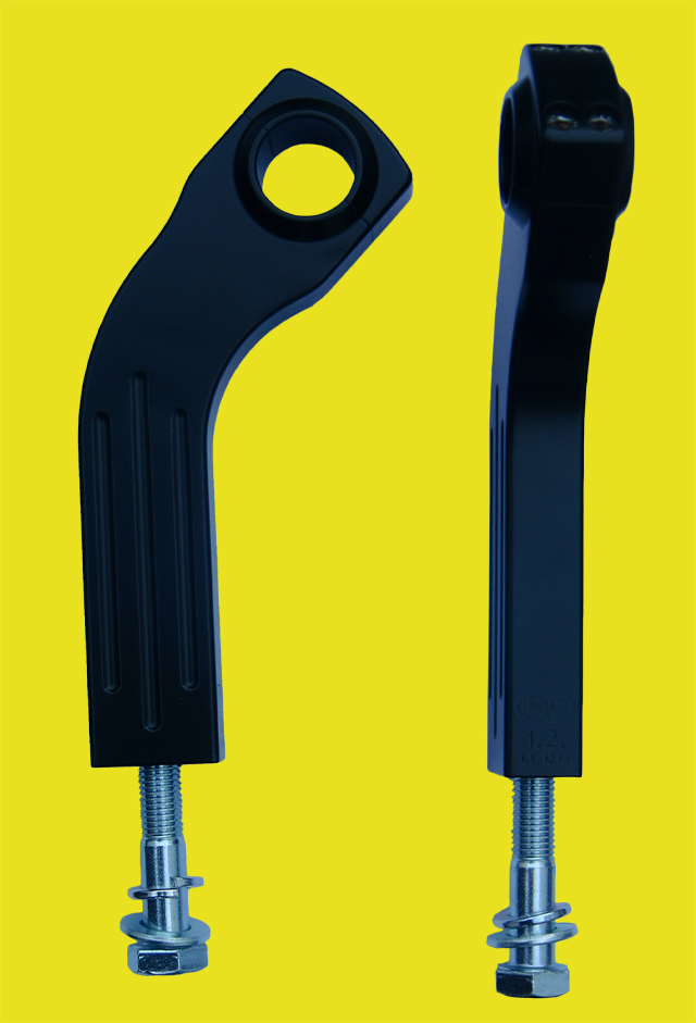 Riser / Lenkerhalter schwarz beschichtet 15cm hoch und 5cm gekröpft mit 12mm Verschraubung