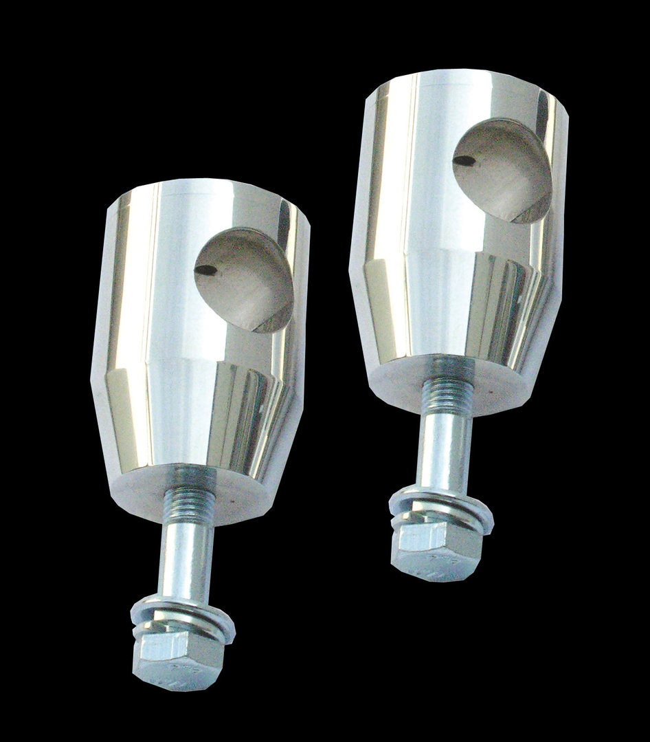 Riser / Lenkerhalter Aluminium poliert 4cm hoch mit 12mm Universalverschraubung für 1 1/4 Zolllenke