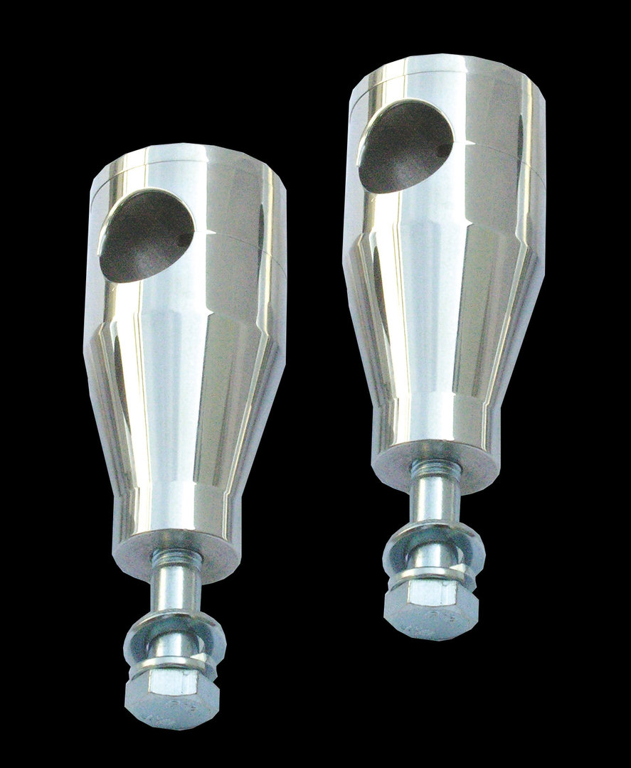 Riser / Lenkerhalter Aluminium poliert 7,5cm hoch mit 12mm Verschraubung für 1 1/4 Zolllenker