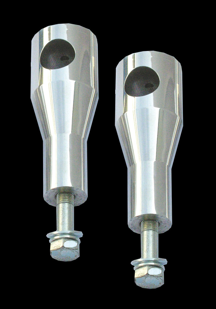 Riser / Lenkerhalter Aluminium poliert 10cm hoch mit 12mm Verschraubung für 1 1/4 Zolllenker