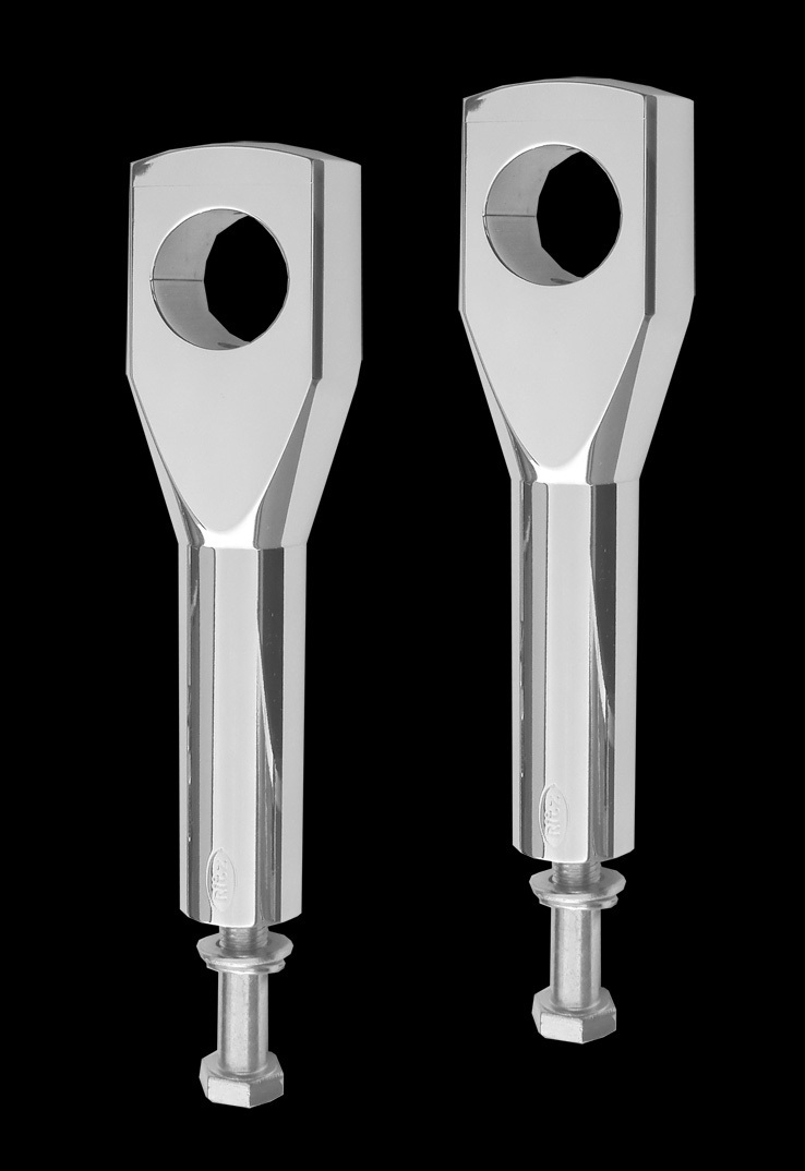 Riser / Lenkerhalter Flat Big Bone Aluminium poliert H=15cm m.12mm Verschraubung f. 1 1/4 Zolllenker