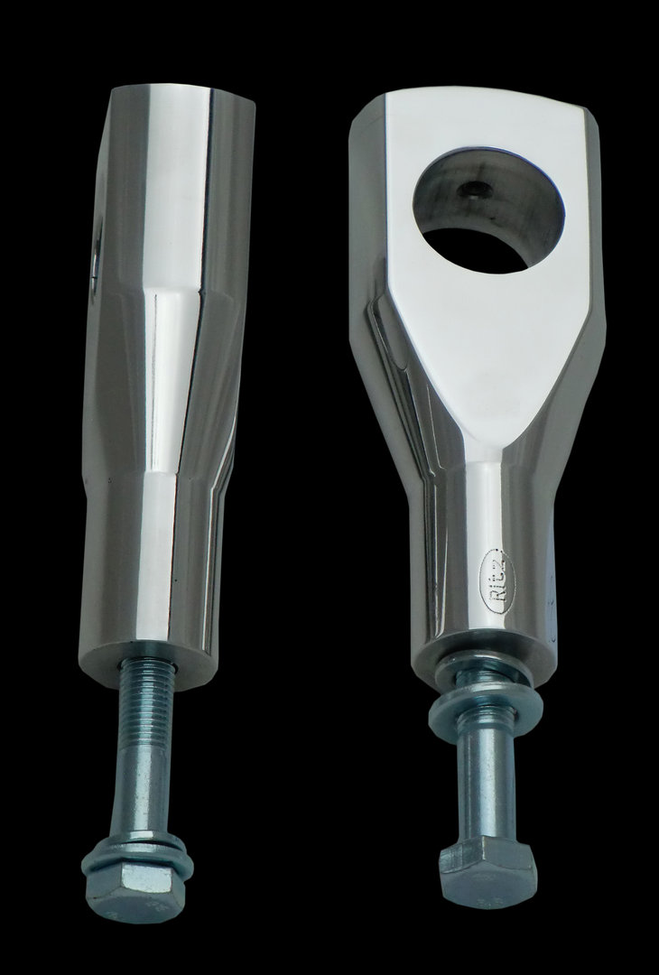 Riser / Lenkerhalter Flat Big Bone Aluminium poliert H=10cm m.12mm Verschraubung f. 1 1/4 Zolllenker