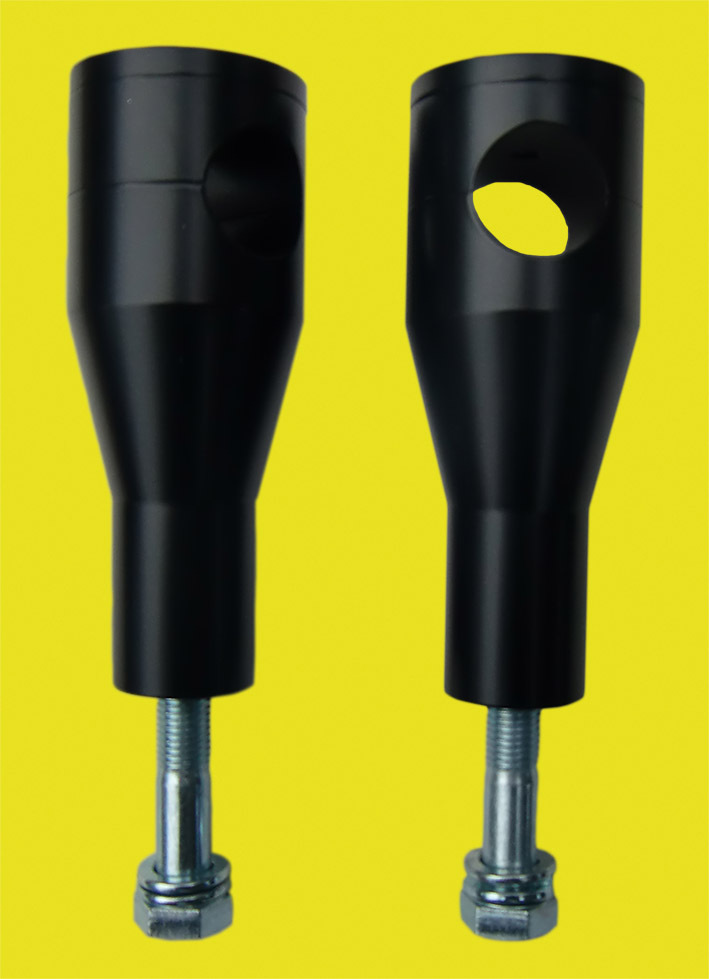Riser / Lenkerhalter schwarz beschichtet 10cm hoch mit 12mm Verschraubung für 1 1/4 Zolllenker