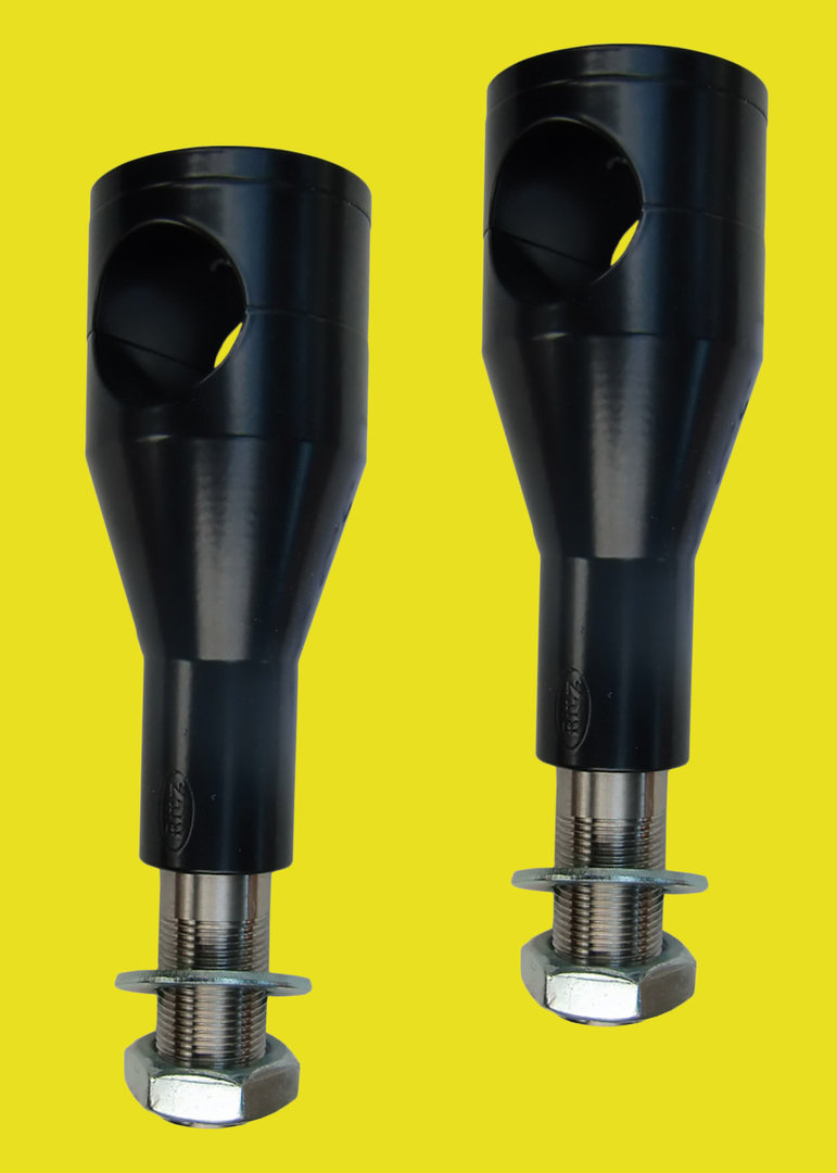Riser / Lenkerhalter schwarz beschichtet 10cm hoch mit Kabelinneführung für 1 1/4 Zolllenker