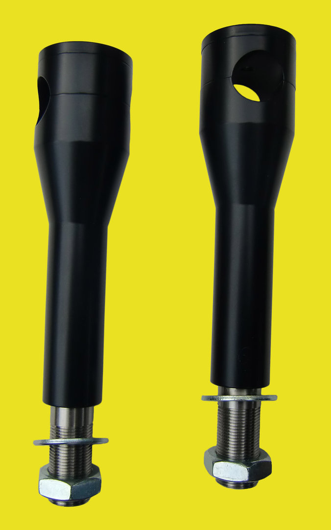 Riser / Lenkerhalter schwarz beschichtet 15cm hoch mit Kabelinneführung für 1 1/4 Zolllenker