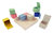 9 Boxen auf Tablett, 3,5x3,5x3 cm, Klappdeckel, 5 Farben