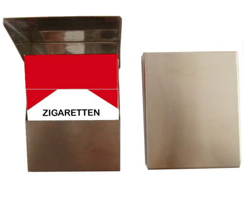 Cigarette Big Box mit Deckel, chrom gebürstet