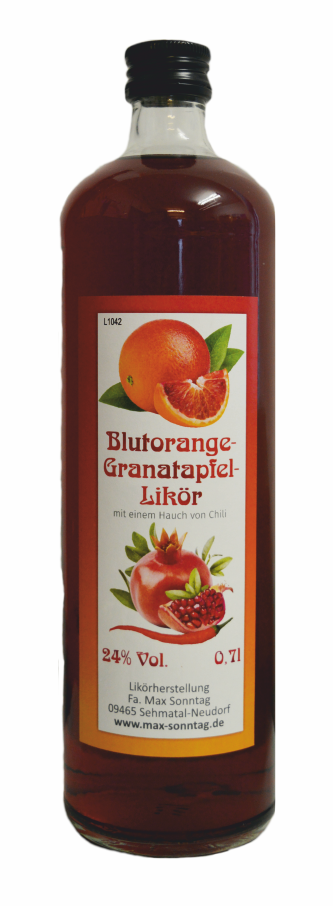 Blutorange-Granatapfel-Likör 24% Vol.